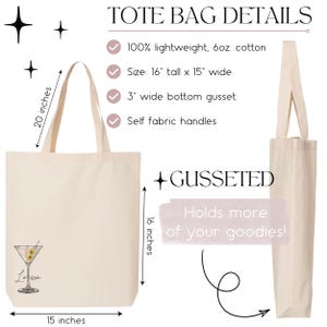 Martini Tote Bags with Name | Dirty Martini Custom Cocktail Bags | Classy Bachelorette Party image 4