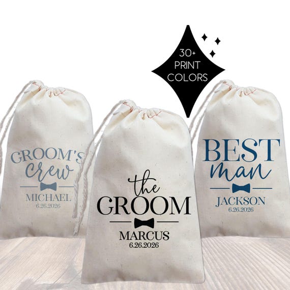 Groomsmen Gift Bags | Personalized Groom’s Crew & Best Man Wedding Favor Bags | Groomsman Gifts