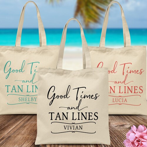 Good Times and Tan Lines Custom Tote Bags Beach Vacation Totes - Etsy