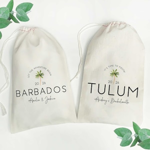 Palm Tree Wedding Favor Bags | Beach Wedding Gift Bags for Guests |  Destination Wedding Welcome Favor Bags | Tropical Party Favors