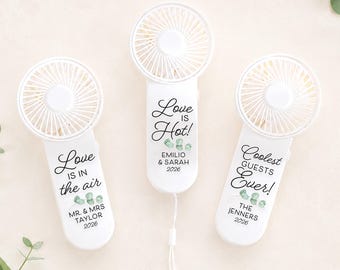 Wedding Guest Mini Hand Fan | Personalized Wedding Favor | Love Is In The Air Fan