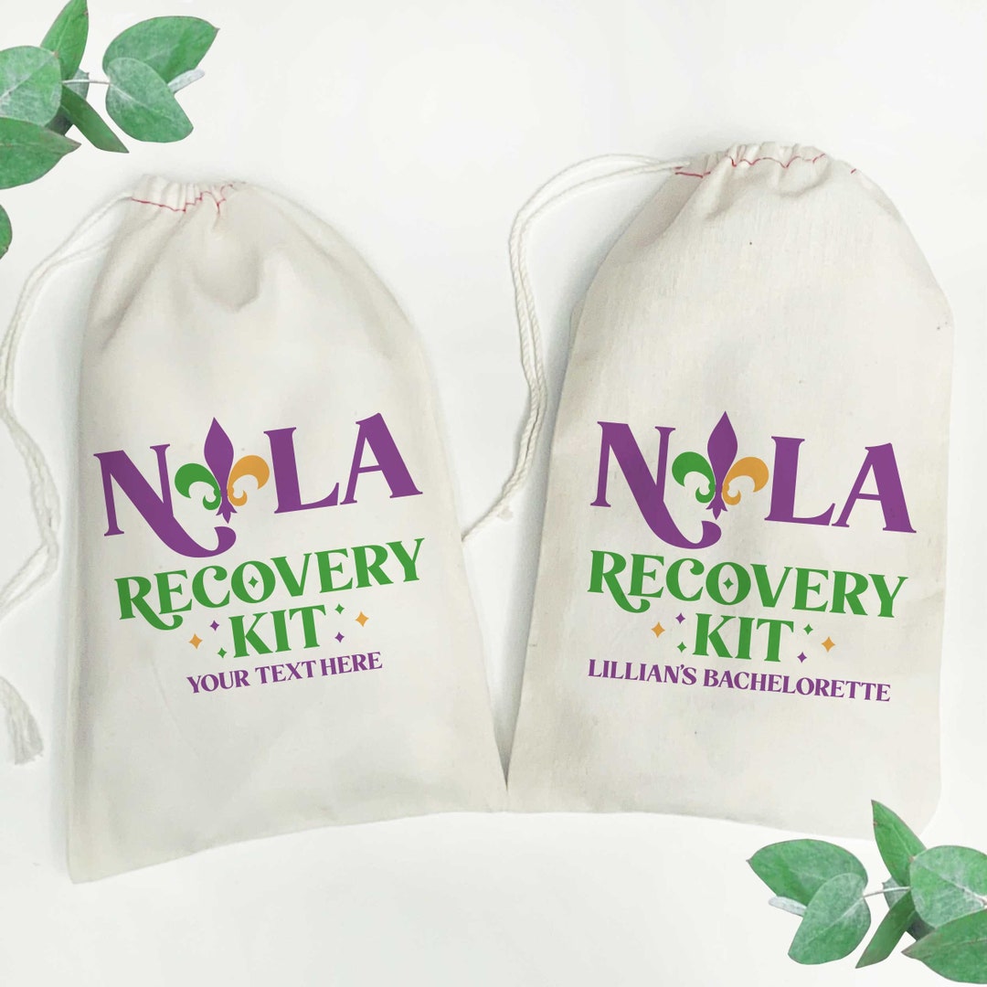 NOLA Recovery Kit Bags, New Orleans Hangover Kits, Custom Mardi Gras