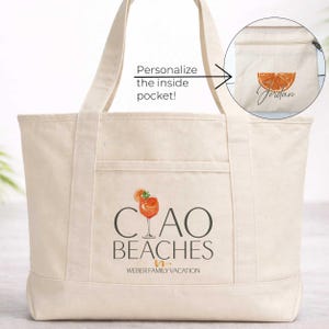 Bolso de playa Ciao Beaches Aperol Spritz / Bolso personalizado para viaje de chicas a Italia