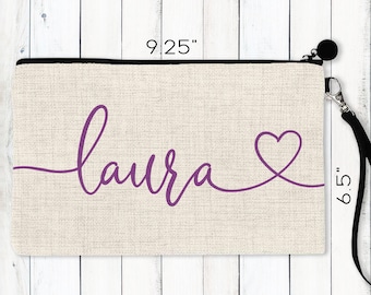 Personalized Bag for Girls, Womens Makeup Pouch, Zipper Bag with Name