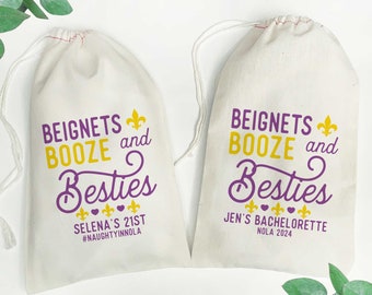 Beignets Booze Besties New Orleans Gift Bags, Bachelorette Party Favors, NOLA Girls Trip Weekend Gifts