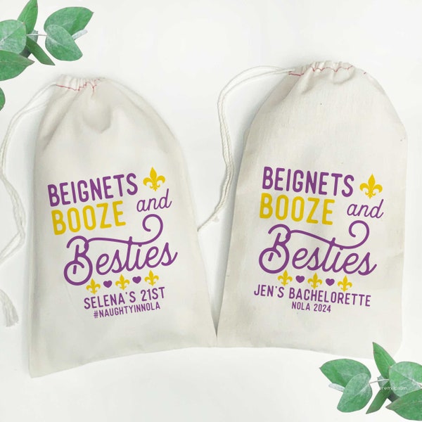 Beignets Booze Besties New Orleans Gift Bags, Bachelorette Party Favors, NOLA Girls Trip Weekend Gifts