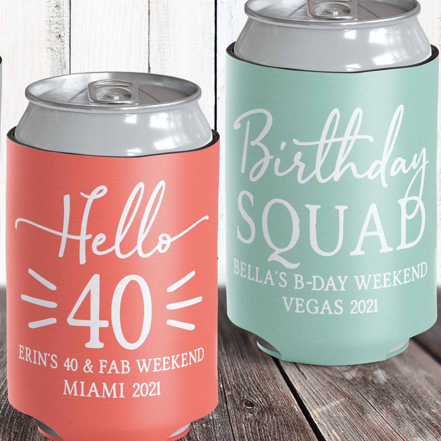 Hello Birthday Squad Custom Can Coolers
