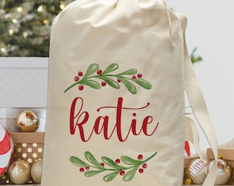 Personalized Santa Sack, Elegant Christmas Gift Wrap for Big Presents, Extra Large Christmas Gift Bag with Name, Pretty Holiday Gift Bags