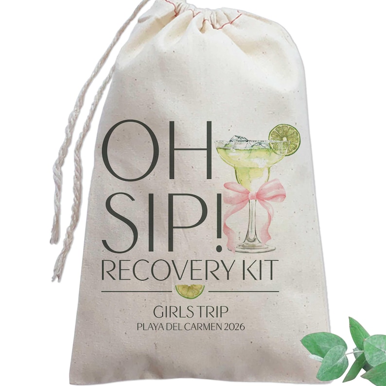 Margarita Oh Sip Recovery Kit Bags | Mexico Hangover Kit Bags | Final Fiesta Bachelorette Party Favors Margarita WITH Bow
