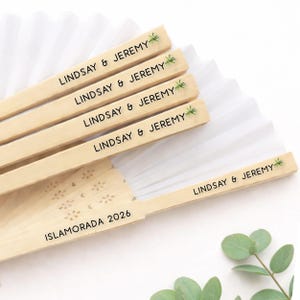 Personalized Palm Tree Wedding Favor Fan: Beach Bachelorette Gift