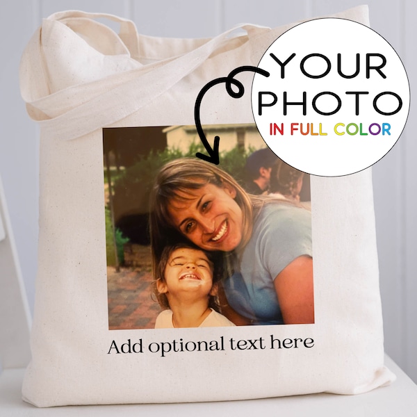 Custom Photo Tote Bag - Personalized Tote Bags with Your Artwork - Kids Drawing on a Tote - Mother's Day Gift - Custom Printed Canvas Bags