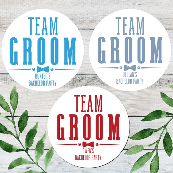 Team Groom Stickers - Bachelor Party Favor Labels - Custom Waterproof Cup Stickers - Bachelor Party Decorations - Groomsman Bow Tie Decals