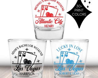 Personalized Vegas Shot Glasses | Deck Of Cards Bachelor & Bachelorette Party Favors | Gambling Night