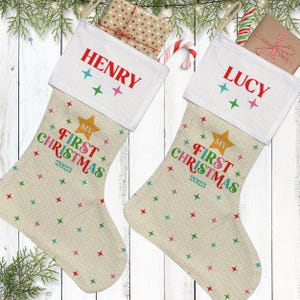 Personalized My First Christmas Stockings with Custom Name: Baby’s 1st Christmas Keepsake