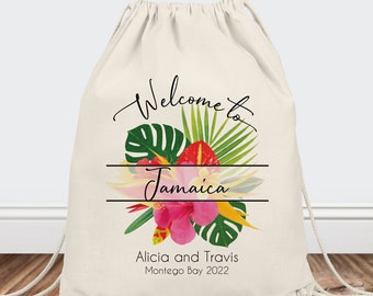 Beach Wedding Bridesmaid Gifts - Bridal Party Backpacks - Bulk Tote Bags Custom - Bridesmaid Tote Bag Set   Tropical Wedding Welcome Bags