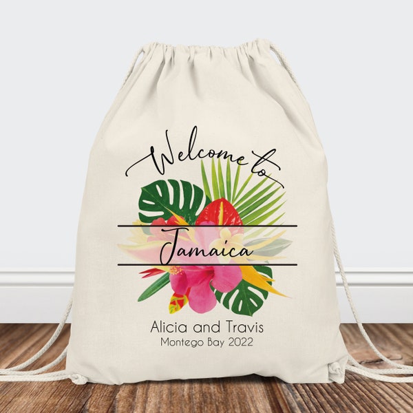 Beach Wedding Bridesmaid Gifts - Bridal Party Backpacks - Bulk Tote Bags Custom - Bridesmaid Tote Bag Set   Tropical Wedding Welcome Bags