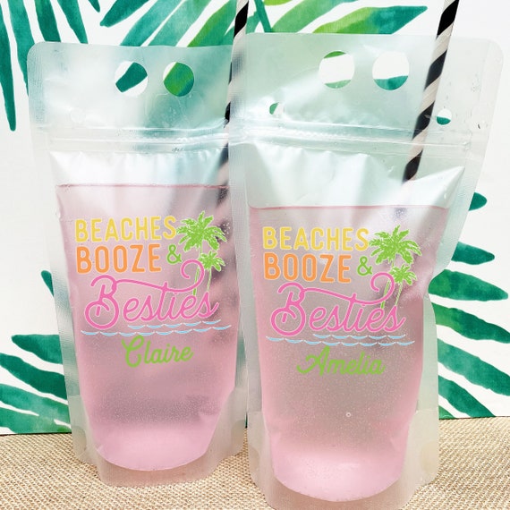 Girls Trip Beach Party Favors - Personalized Bachelorette Drink Pouches ...