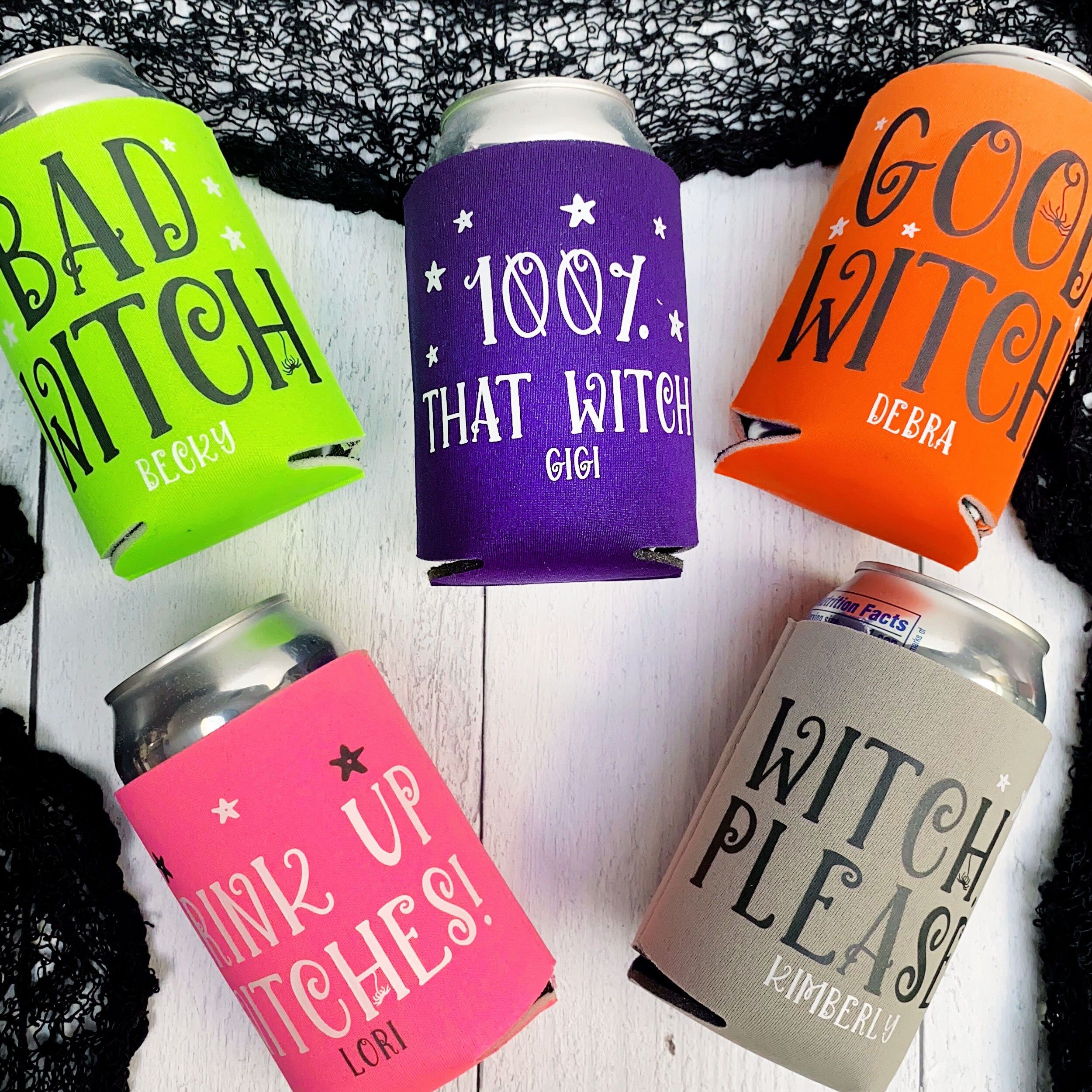 Halloween Sleeves Koozies for Cans Drink Cooler Witch Be Crazy Party Beer  Cover