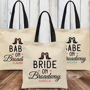 Nashville Bachelorette Party Tote Bags, Babe on Broadway Nashville Girls Trip Bags - Custom Nash Bash Gift Bags - Personalized Bride Tote