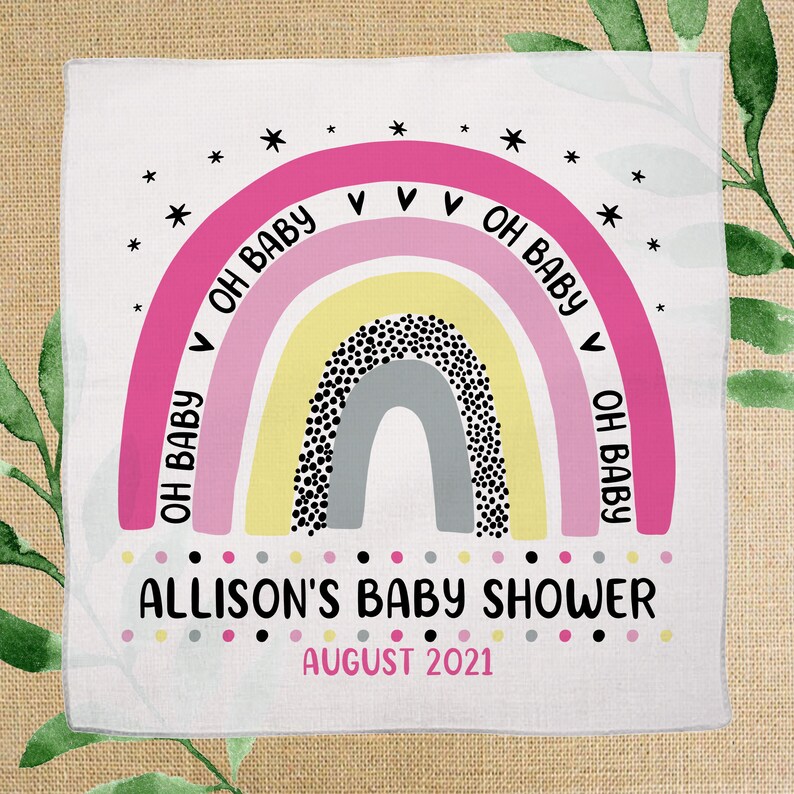 Gender Neutral Blue /& Pastel Rainbow Party Decorations Boy Pink Custom Cotton Handkerchiefs Boho Baby Shower Guest Favors Baby Girl