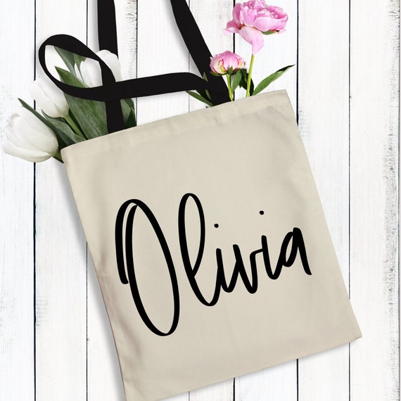 Monogrammed Tote Bag with Name Custom Tote Bag Personalized Bridal