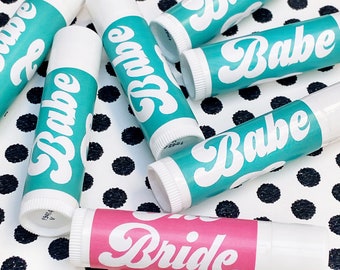 Retro Bachelorette Favors - Bride & Babe Lip Balm Bridal Party Favors - Bulk Lip Balm for Bridal Shower 70s Theme Goodie Bag Fillers