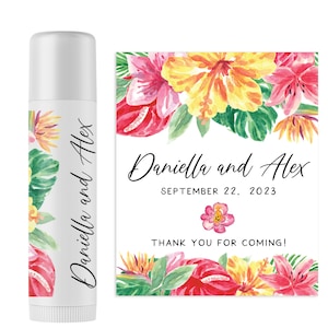 Beach Wedding Favors | Personalized Destination Wedding Lip Balm Labels | Tropical Jamaica Wedding