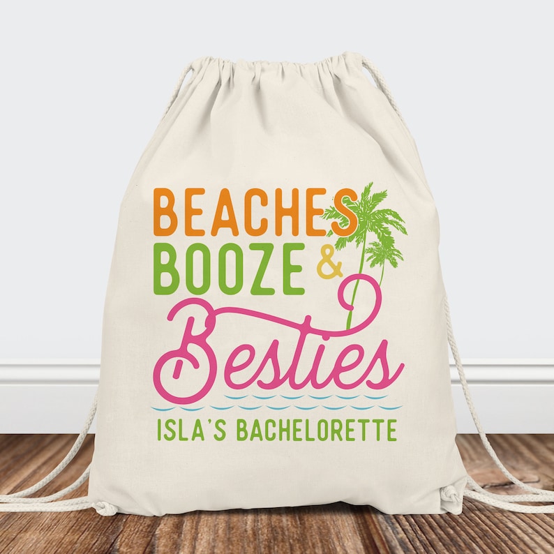 Beach Booze & Besties Tote Bag - Bachelorette Party Bag - Girls Trip Bags - Welcome Gift Bags - Best Friends Trip - Mexico Hawaii Getaway image 4