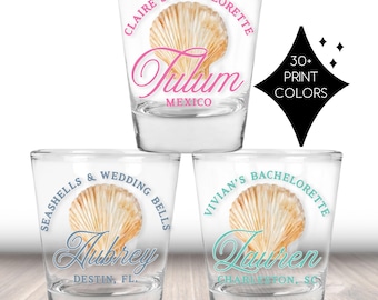 Personalized Coastal Shot Glasses  | Coastal Bachelorette Party Favors | Beach Birthday & Girls Trip Gift