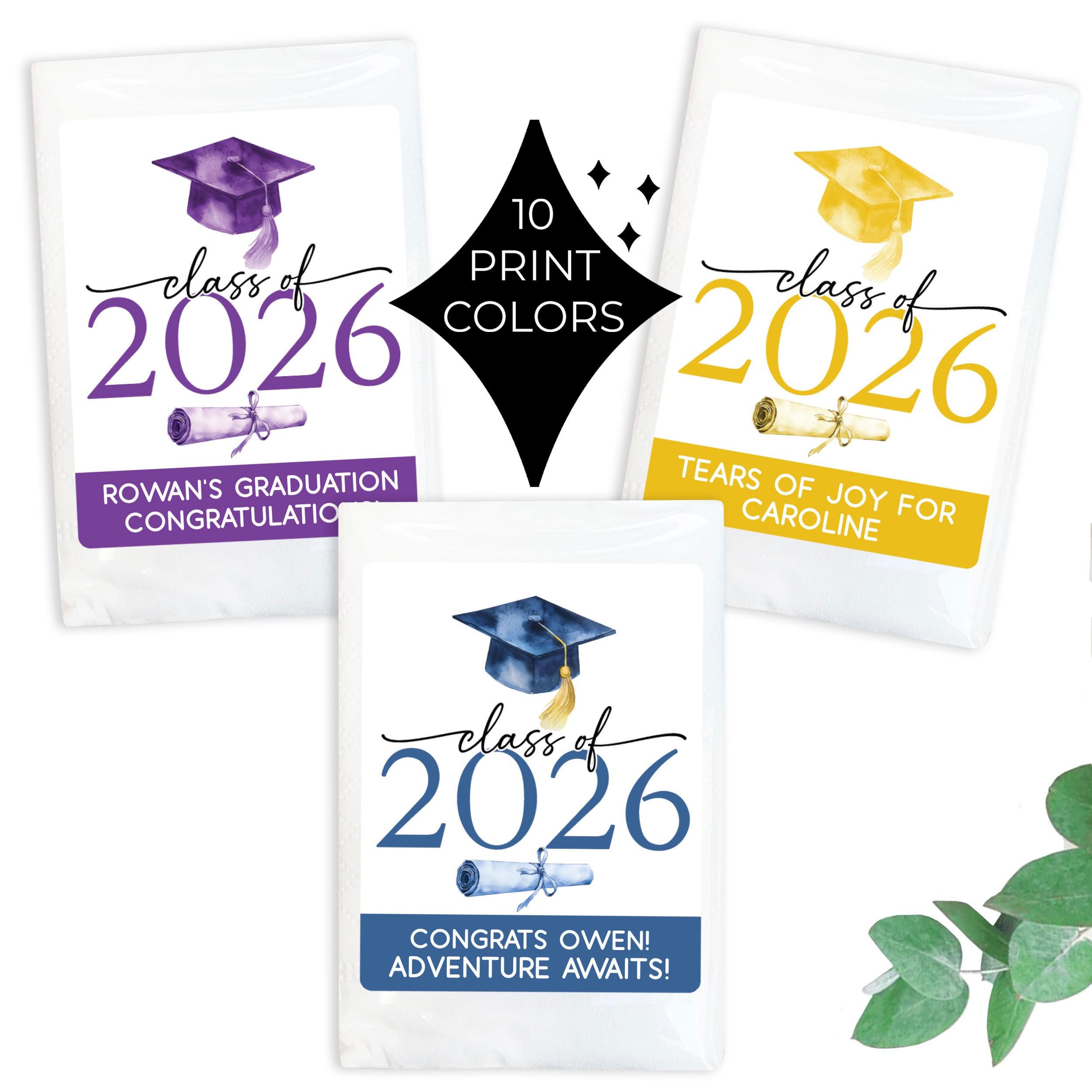 Gradunation Tissue Graduation Tissue Favors + Custom Labels | Set of 15+ Facial Tissue ...