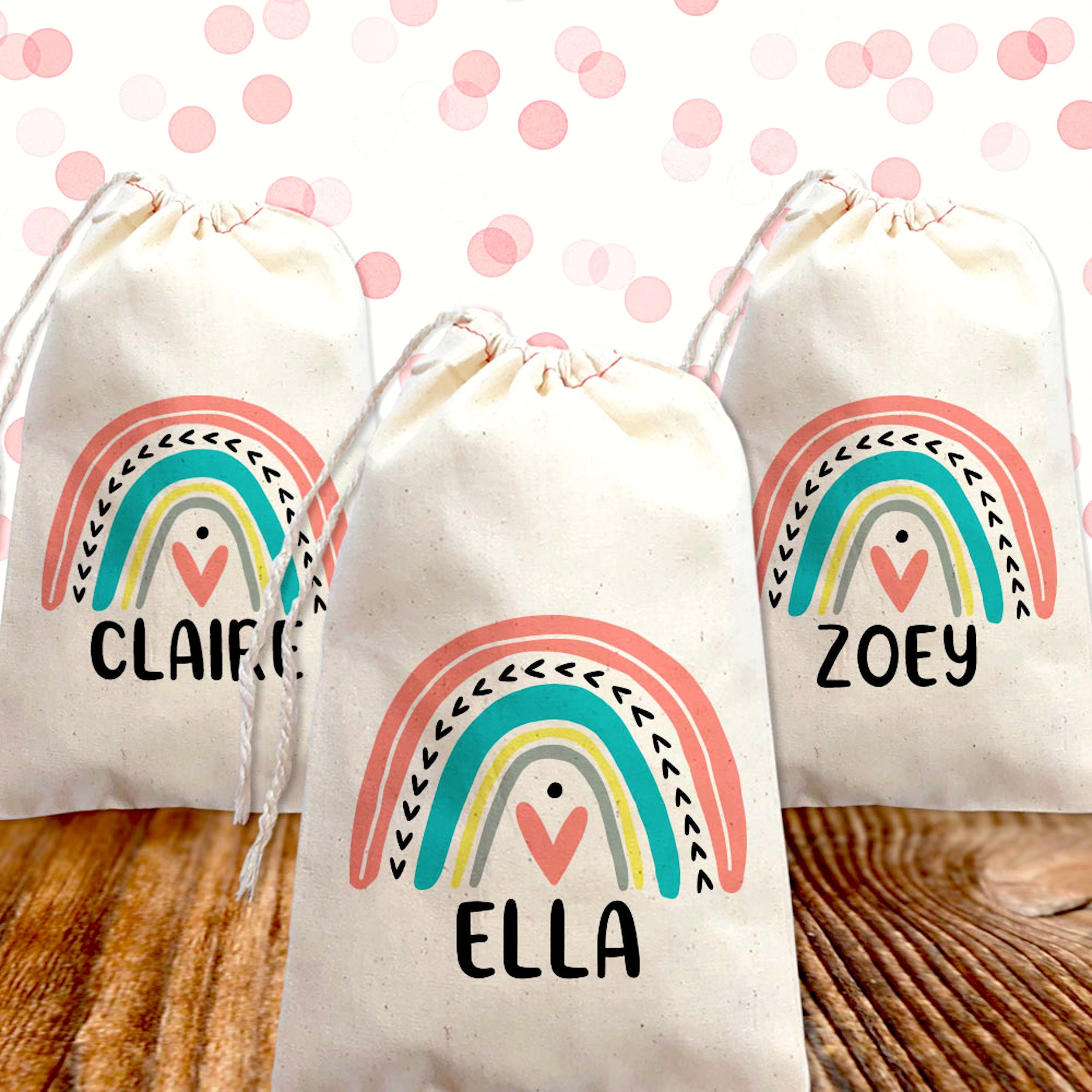 Tattoo Heart Personalized Party Favor Bags + Drawstring Canvas