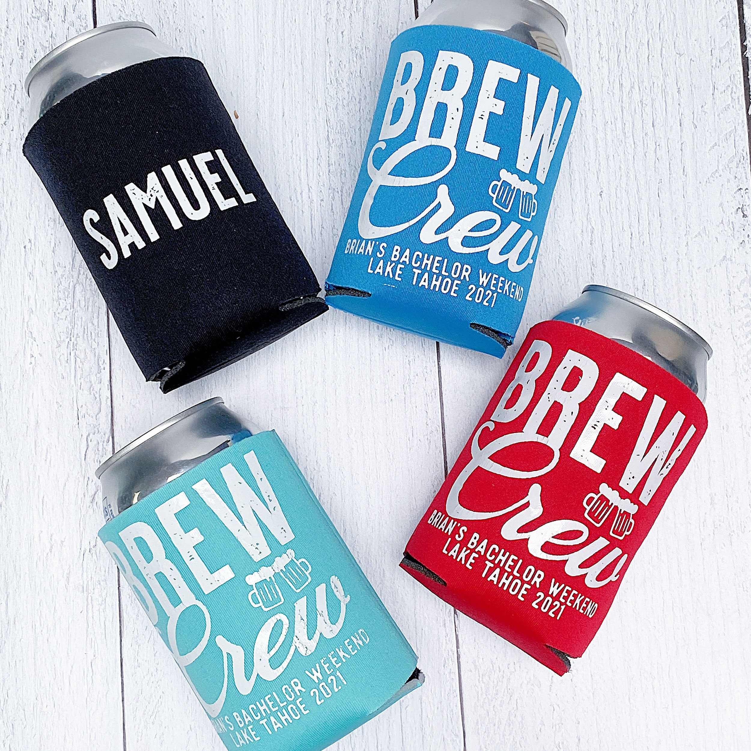 Custom Bachelor Party Can Coolers Beer    Brew Crew Beer Birthday or …