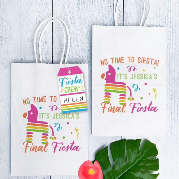 Final Fiesta Bachelorette Party Bags - Mexico Bachelorette Decorations - Paper Gift Bags Personalized - Fiesta Favor Tags