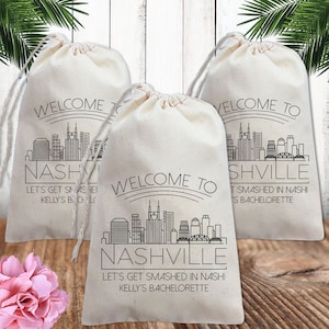 Wedding Favor Bags - Welcome To Nashville Bachelorette Favors - Custom Party Favor Bags for Girls Trip - Savannah  Wedding Guest Gift Bags