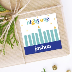 Hanukkah Stickers, 8 Nights of Hanukkah Gift Labels, Custom Hanukkah Gift Sticker Set for Kids or Adults, Personalized Hanukkah Gift Tags