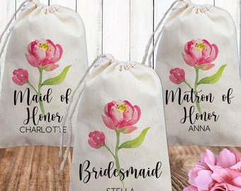 Floral Bridal Party Gift Bags    Custom Jewelry Bag for Wedding Party   Southern Wedding Bridesmaid Favor Bags