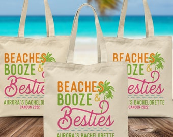 Beach Booze & Besties Tote Bag - Bachelorette Party Bag - Girls Trip Bags - Welcome Gift Bags - Best Friends Trip - Mexico Hawaii Getaway