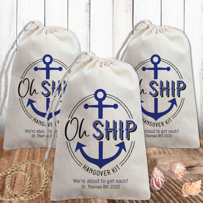 Nautical Bachelorette Party Favor Bags Boats Booze Besties Etsy