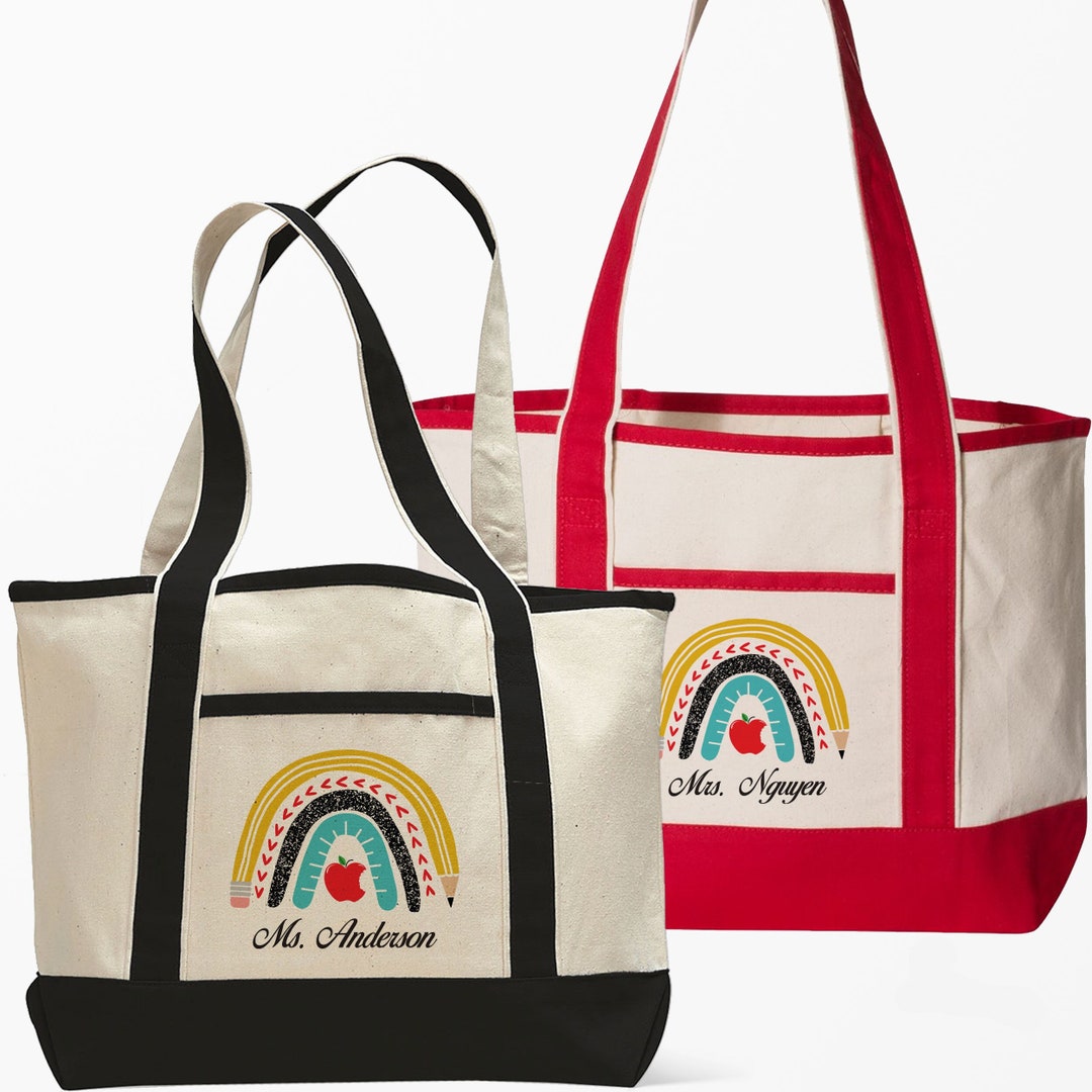 Custom Teacher Tote Bag Personalized Canvas Beach Tote Bag Teacher ...