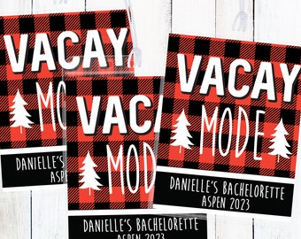 Custom Luggage Tags for Christmas Girls Trip - Plaid Bachelorette Party Favor - Bulk Bag Tags for Weekend in the Woods - Cabin Getaway Gifts