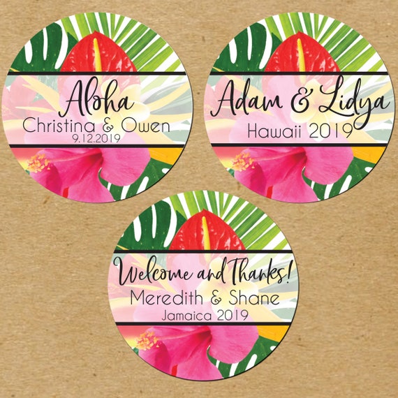 Hawaii Wedding Favors Jamaica Wedding Water Bottle Labels Etsy