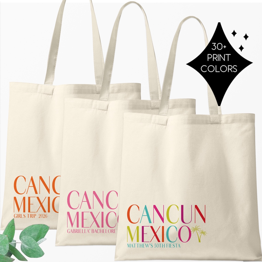 Custom Cancun Welcome Tote Bags | Mexico Wedding Bags | Bachelorette ...