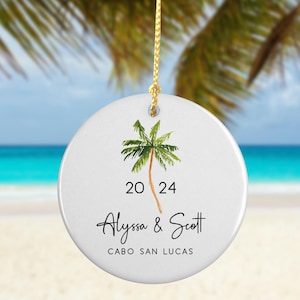 Palm Tree Wedding Favor Ornaments: Personalized Tropical Guest Gifts