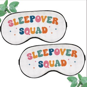 Retro Sleepover Squad Sleep Masks - Slumber Party Favors for Girls - Sleepover Birthday Gifts for Guests - Spa Party Favor - Silk Eye Shades