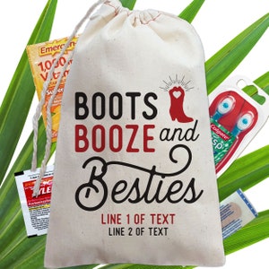 Nashville Bachelorette Party Favor Bags, Boots Booze Besties Gift Bags, Nash Bash, Let's Get Nashty, Custom Canvas Favor Bags image 3