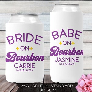 New Orleans Girls Trip Gifts - NOLA Bachelorette Party Favors - Custom Can Coolers - Slim Can Sleeves for Mardi Gras New Orleans Vacation