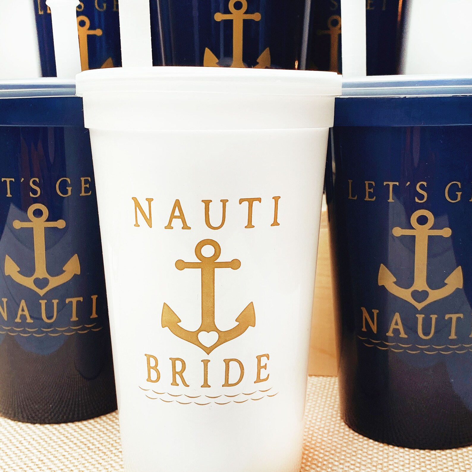 Nautical Bachelorette Party Cups with Straws and Lids Boat Etsy