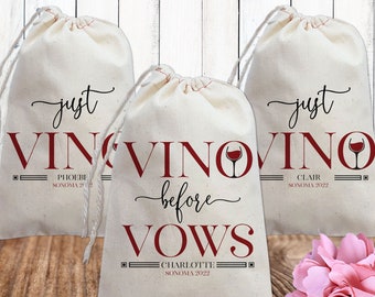 Vino Before Vows Wine Bachelorette Party Gift Bags - Vineyard Bridal Shower Party Favors - Custom Favor Bags for Napa, Sonoma or Winery Trip