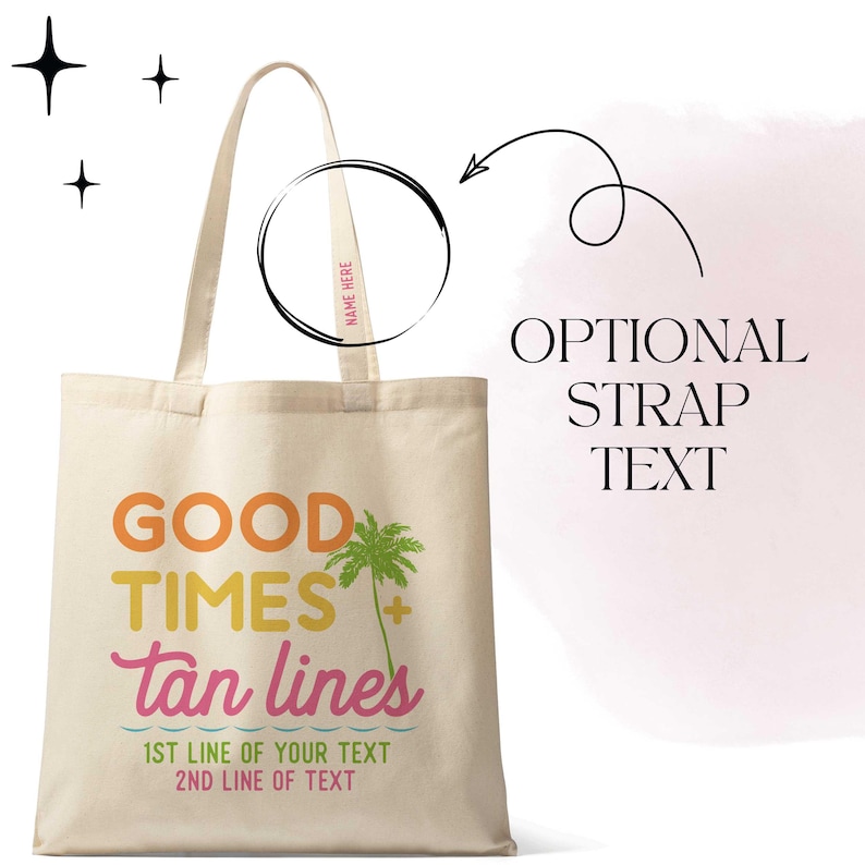 Personalized Beach Birthday or Bachelorette Favor Bags | Good Times & Tan Lines Gift Bags | Tropical Party Supplies image 7