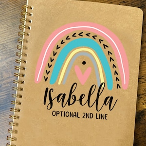 Personalized Rainbow Notebook - Girls School Supplies - Custom Journal - Spiral Lined Name Notebook - Kids Diary - Small Soft Cover Notepad